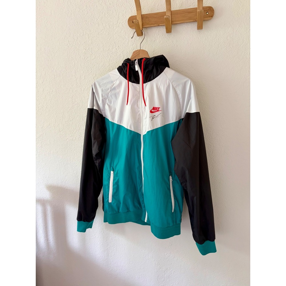 Nike Men's M Windrunner Hooded Jacket Teal White Black Colorblock Full Zip